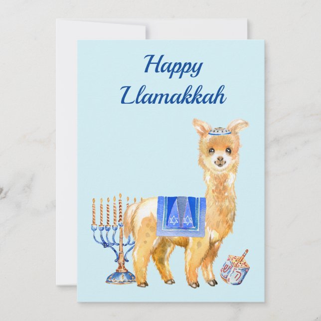 Tarjeta Festiva Hanukkah Funny Llama Llamakkah Chrismukkah (Anverso)