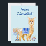 Tarjeta Festiva Hanukkah Funny Llama Llamakkah Chrismukkah<br><div class="desc">Este diseño puede ser personalizado en el área proporcionada cambiando la foto y/o el texto. O puede personalizarse eligiendo la opción de hacer clic en el personalizar y borrar o cambiar el color del fondo, agregar texto, cambiar el color o estilo del texto o eliminar el texto para un diseño...</div>