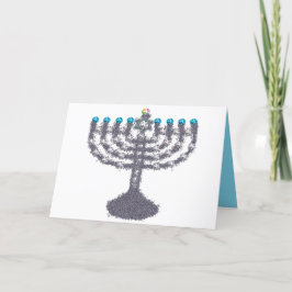 Tarjeta Festiva Hanukkah glam menorah hanukkiah
