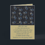 Tarjeta Festiva Hanukkah Gracioso Dreidel Gold y Blue<br><div class="desc">"Dreidel" humorístico Hanukkah/Chanukah, tarjeta de felicitación. Disfruta otra graciosa tarjeta de felicitación "Define This". Esta divertida tarjeta de vacaciones "Dreidel" es justo para todos sus amigos y familia este año. Como siempre, los elementos de diseño se pueden editar: mover, cambiar el tamaño, girar, etc. Los colores de fondo se pueden...</div>