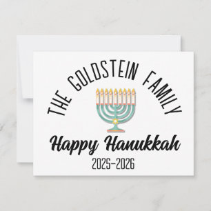 Tarjeta Festiva Hanukkah Judío Chanuka Nombre de Familia Personali