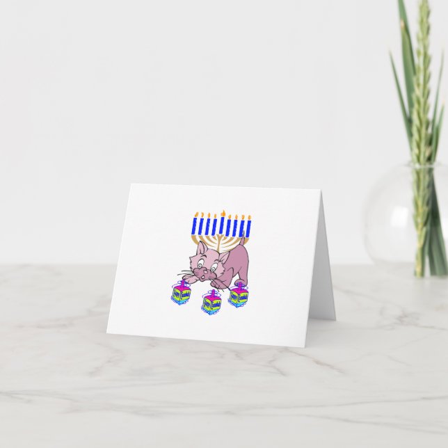 Tarjeta Festiva Hanukkah Kitty (Anverso)