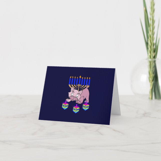 Tarjeta Festiva Hanukkah Kitty (Anverso)
