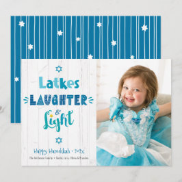 Tarjeta Festiva Hanukkah Latkes Luz de la risa Fotografía Rusa Mad