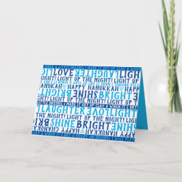 Tarjeta Festiva HANUKKAH Love Light Laughter Typoch Blue