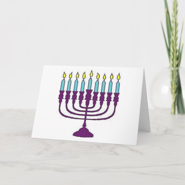 Tarjeta Festiva Hanukkah Menorah (Anverso)