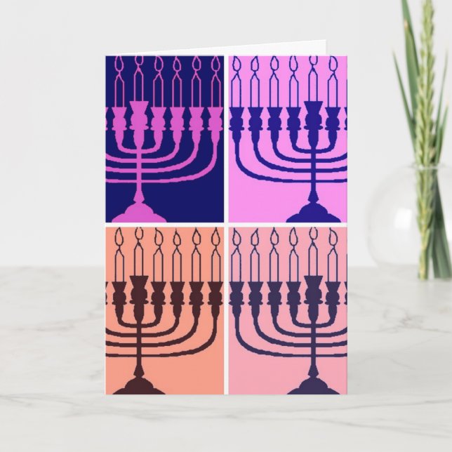 Tarjeta Festiva Hanukkah Menorah (Anverso)