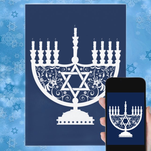 Tarjeta Festiva Hanukkah Menorah (Subido por el creador)
