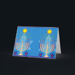 Tarjeta Festiva hanukkah menorah<br><div class="desc">"hanukkah menorah ", "feliz hanukkah", menorah, "estrella de david", "chanukkah jewish", Hanukkkah, "feriados judíos"chanukah, hannukah, chanukkkah, channukah, chanukkkah, hannuka, hebrew, jew, menora, judaica, </div>
