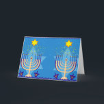Tarjeta Festiva hanukkah menorah<br><div class="desc">"hanukkah menorah ", "feliz hanukkah",  menorah,  "estrella de david",  "chanukkah jewish",  Hanukkkah,  "feriados judíos"chanukah,  hannukah,  chanukkkah,  channukah,  chanukkkah,  hannuka,  hebrew,  jew,  menora,  judaica, </div>