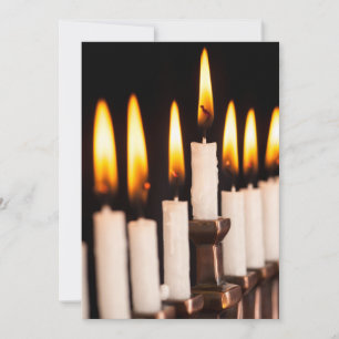Tarjeta Festiva Hanukkah Menorah Burning White Candles Chanukah