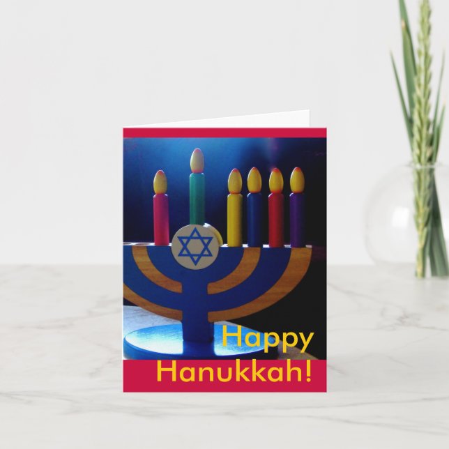 Tarjeta Festiva Hanukkah Menorah Card-Colors (Anverso)
