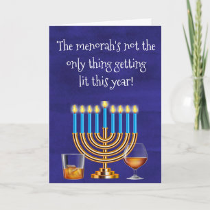 Tarjeta Festiva Hanukkah Menorah Cocktails bebe
