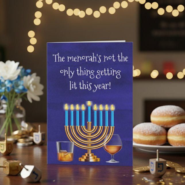 Tarjeta Festiva Hanukkah Menorah Cocktails bebe (Subido por el creador)