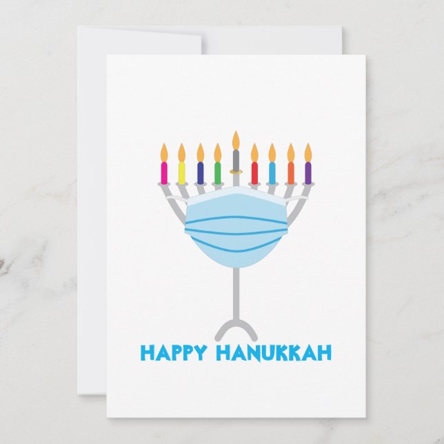 Tarjeta Festiva Hanukkah Menorah con máscara facial (Anverso)