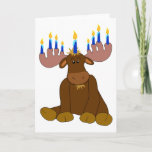Tarjeta Festiva Hanukkah Menorah Moose Card<br><div class="desc">Personalizar esta tarjeta con tu propio saludo en la cubierta y dentro.</div>