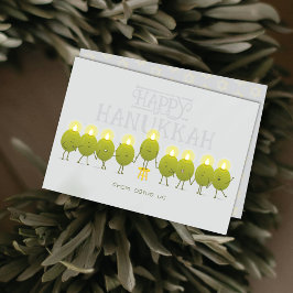 Tarjeta Festiva Hanukkah Menorah Olives | Grupo gris