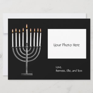 Tarjeta Festiva Hanukkah Menorah personalizado con foto