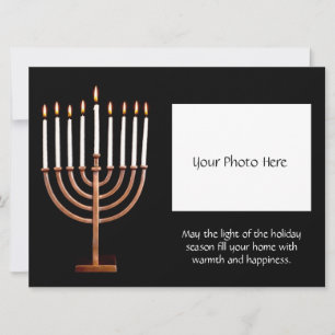 Tarjeta Festiva Hanukkah Menorah personalizado con foto