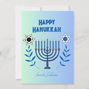 Tarjeta Festiva Hanukkah Menorah Star of David Elegant