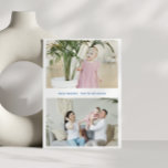 Tarjeta Festiva Hanukkah Minimalista moderno Tres fotos familiares<br><div class="desc">Esta moderna tarjeta de vacaciones presenta un fondo blanco limpio con espacio para tres fotos,  dos horizontales en la parte delantera y una vertical en la parte posterior. El diseño sencillo ofrece una forma elegante y minimalista de compartir sus deseos de Hanukkah con la familia y los amigos.</div>