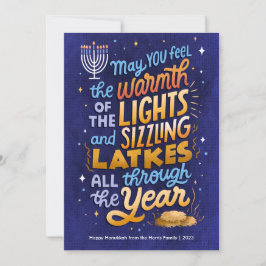 Tarjeta Festiva Hanukkah no foto de Light and Latkes
