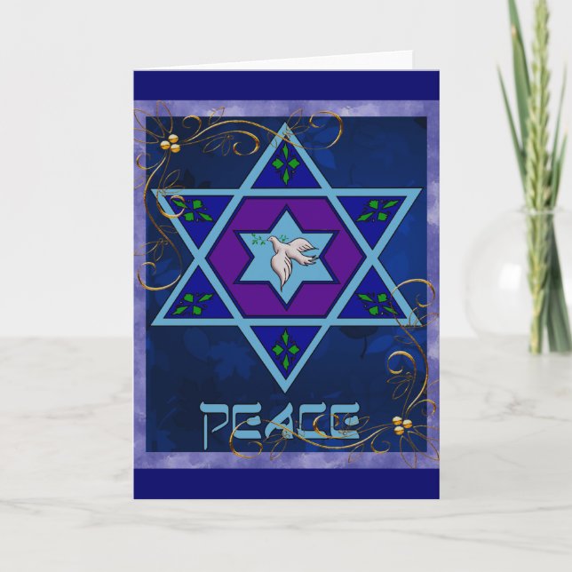 Tarjeta Festiva Hanukkah Peace Art (Anverso)