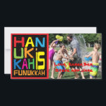Tarjeta Festiva Hanukkah Photo Card/2 cara Hanukkah es Funukkah<br><div class="desc">"Hanukkah es Funukkah" brillante, tarjeta de foto con sobre blanco. 2 lados Personalizar reemplazando las fotos y la redacción. Personalizar de la redacción eligiendo el estilo de fuente, color y tamaño favoritos. Busque nuestra tarjeta de felicitación "Hanukkah is Funukkah" correspondiente y la etiqueta de dirección. ¡Gracias por detenerse y por...</div>