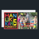 Tarjeta Festiva Hanukkah Photo Card/2 cara Hanukkah es Funukkah<br><div class="desc">"Hanukkah es Funukkah" brillante, tarjeta de foto con sobre blanco. 2 lados Personalizar reemplazando las fotos y la redacción. Personalizar de la redacción eligiendo el estilo de fuente, color y tamaño favoritos. Busque nuestra tarjeta de felicitación "Hanukkah is Funukkah" correspondiente y la etiqueta de dirección. ¡Gracias por detenerse y por...</div>
