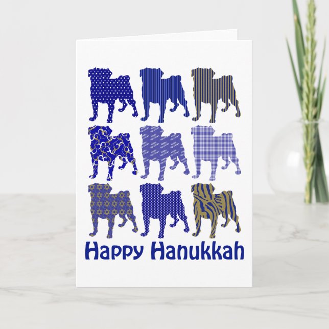 Tarjeta Festiva Hanukkah Pugs (Anverso)