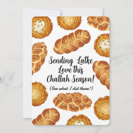Tarjeta Festiva Hanukkah Pun Illustration – Latkes and Challah