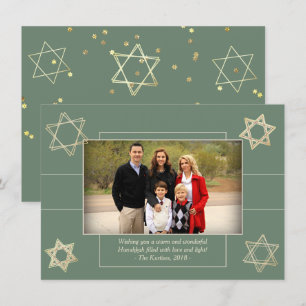 Tarjeta Festiva Hanukkah Sage Green Star of David Photo
