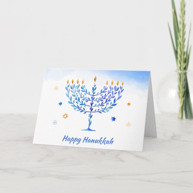 Tarjeta Festiva ¡Hanukkah sameach! Felices saludos de Hanukkah (Anverso)