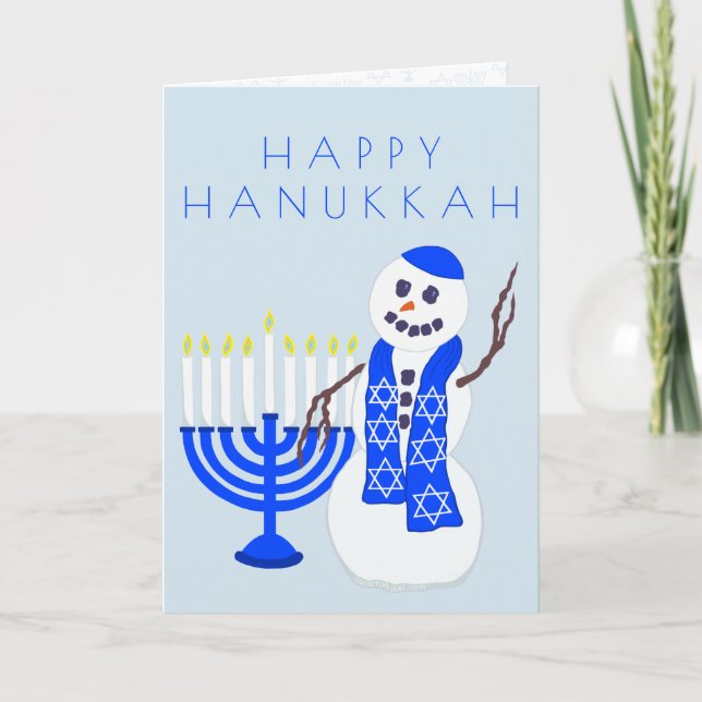 Tarjeta Festiva Hanukkah Snowman Personalizado por todas partes (Anverso)