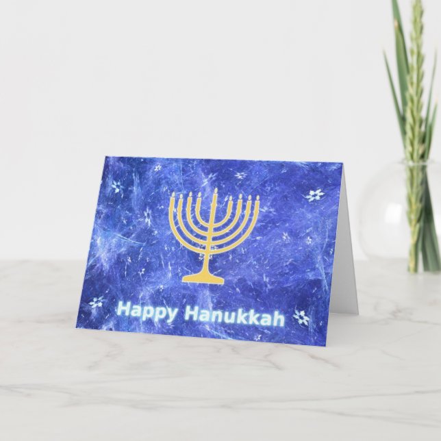Tarjeta Festiva Hanukkah Snowstorm Menorah (Anverso)