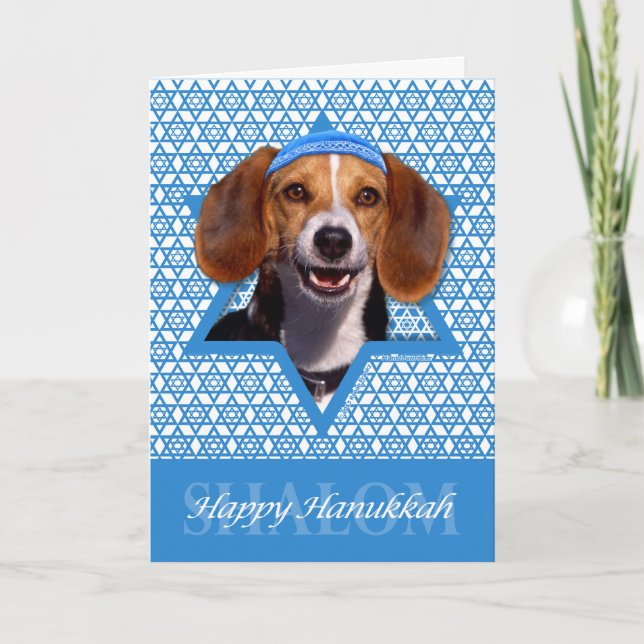 Tarjeta Festiva Hanukkah Star of David - Beagle (Anverso)