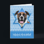 Tarjeta Festiva Hanukkah Star of David - Boxer - Vindy<br><div class="desc">Lo que podría hacer que decir Feliz Hanukkah fuera más divertido que tener a este perro Boxer usando un Yamaka rodeado por la Estrella de David. Este fantástico diseño vacacional hará las delicias de tus amigos y familiares, así como de otros amantes del perro. Este diseño está disponible en más...</div>