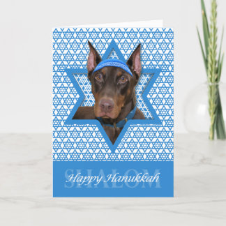 Tarjeta Festiva Hanukkah Star of David - Doberman - Rocky