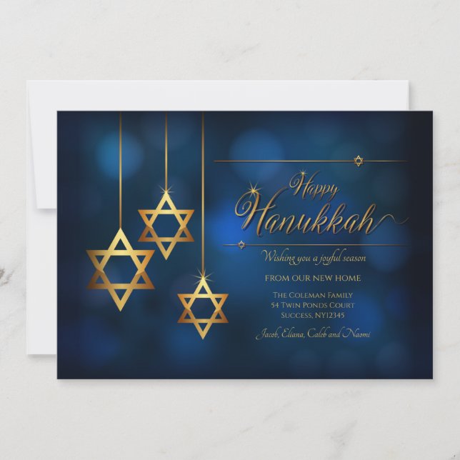 Tarjeta Festiva Hanukkah Star of David Moving Holiday Card (Anverso)
