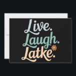Tarjeta Festiva Hanukkah Vive Ríe Latke Divertido Día Festivo Fami<br><div class="desc">Hanukkah Vive Ríe Latke Divertido Día Festivo Familia</div>