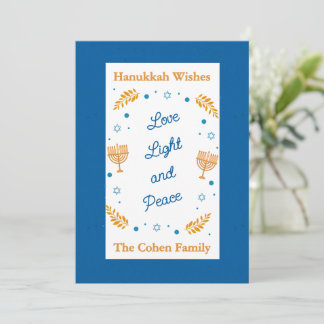 Tarjeta Festiva Hanukkah Wishes – Love Light and Peace Family