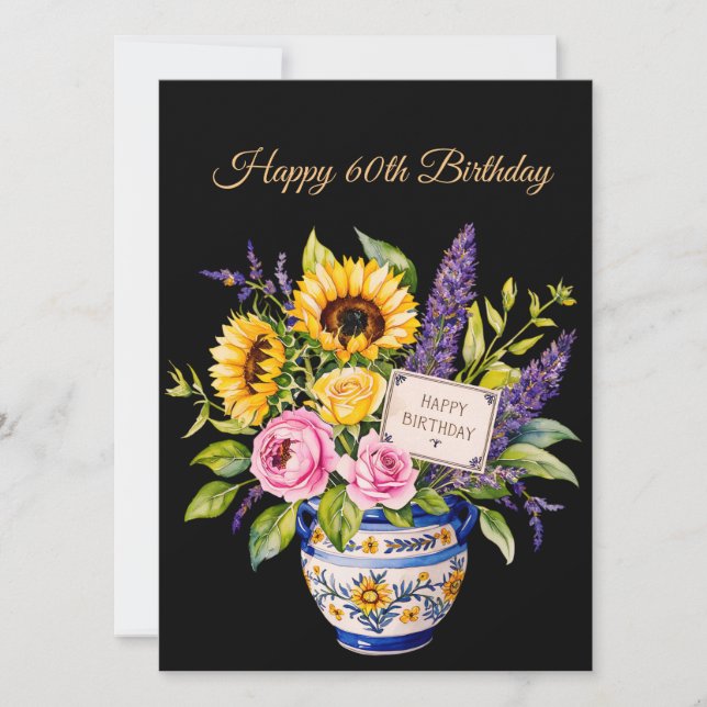 Tarjeta Festiva Happy 60th Birthday. Greeting Card (Anverso)