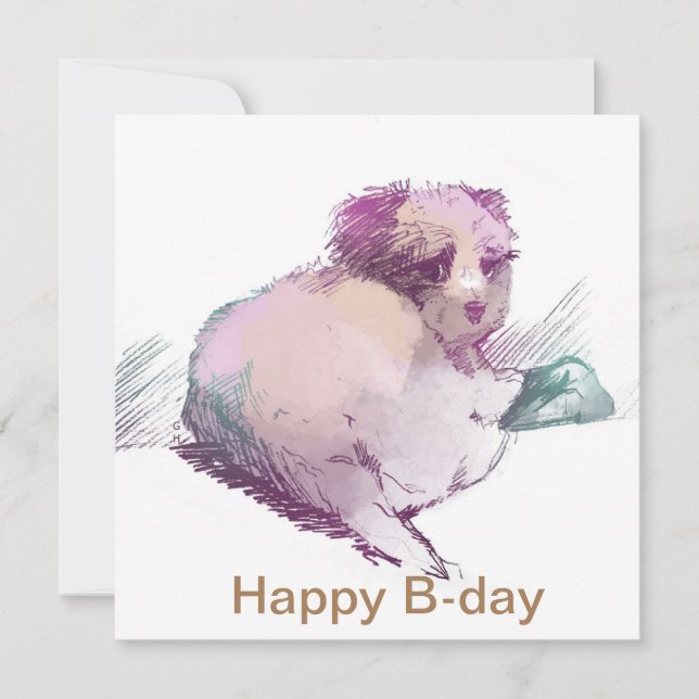 Tarjeta Festiva Happy B-day birthday puppy (Anverso)