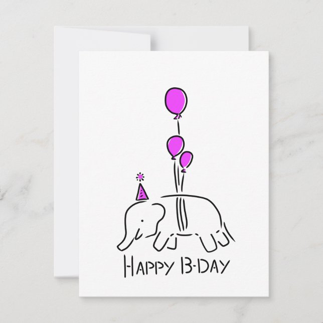 Tarjeta Festiva Happy b day olifant rose (Anverso)