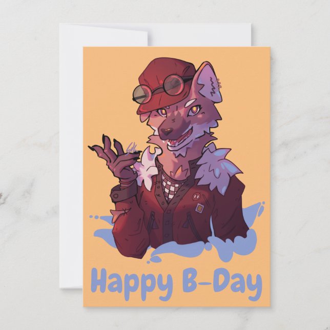 Tarjeta Festiva Happy B-Day wolf (Anverso)