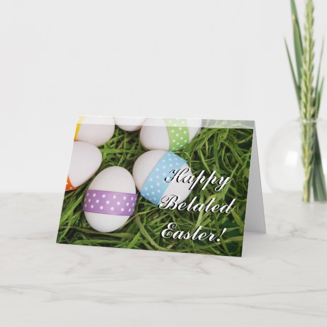 Tarjeta Festiva Happy Belated Easter Eggs greeting card (Anverso)