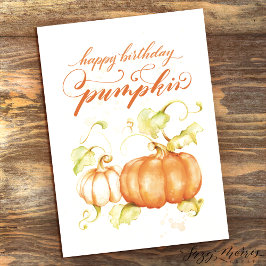 Tarjeta Festiva Happy Birday Pumpkin 5 x 7 Card