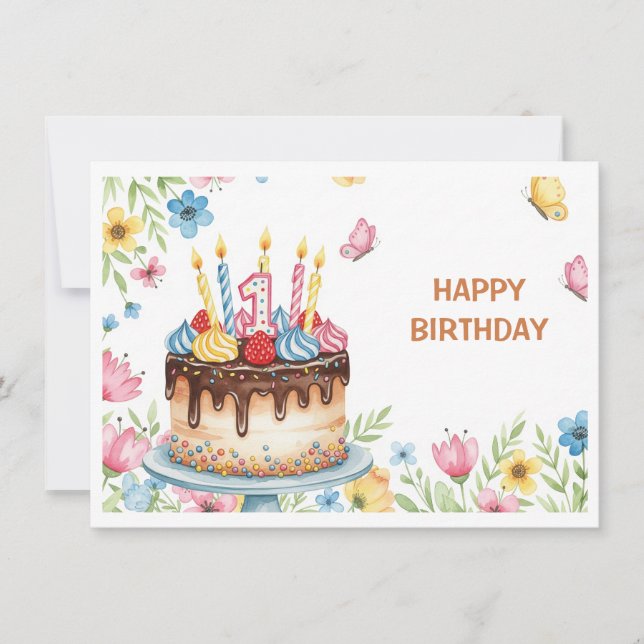 Tarjeta Festiva Happy Birthday (Anverso)