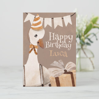 Tarjeta Festiva Happy Birthday Card Goose with birthday gift