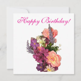 Tarjeta Festiva Happy Birthday cute floral Card